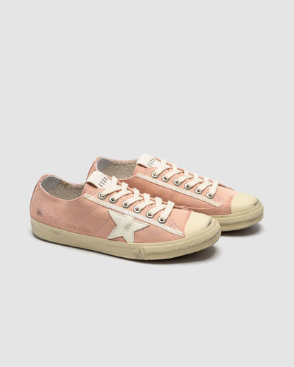 Golden Goose V-Star in Pink Suede with Cream leather star