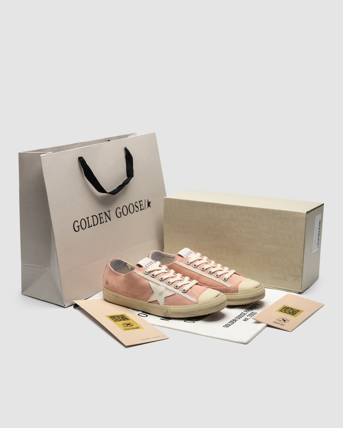 Golden Goose V-Star in Pink Suede with Cream leather star