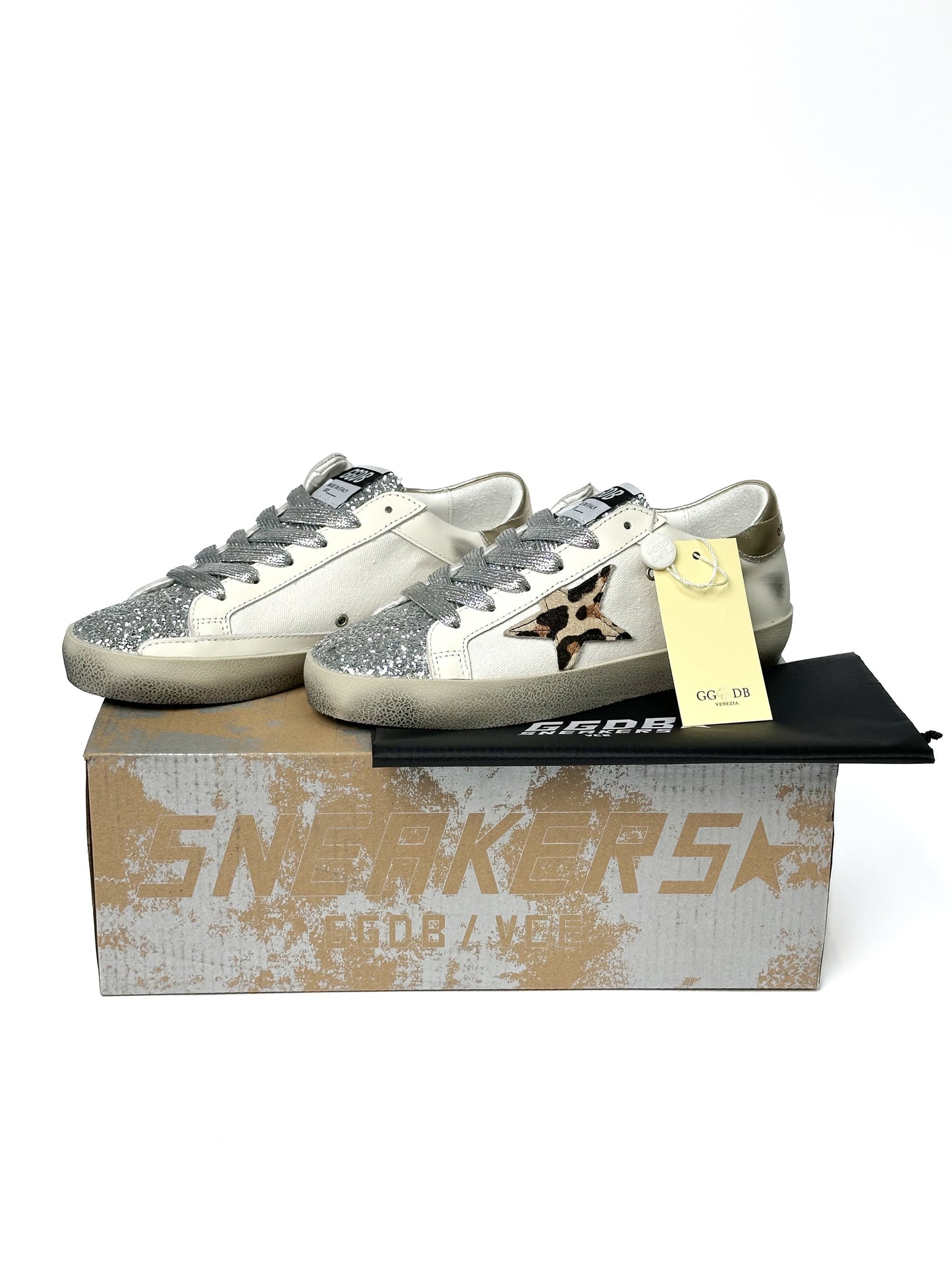Golden Goose Superstar GGDB SSTAR Leo Print Silver Sparkle