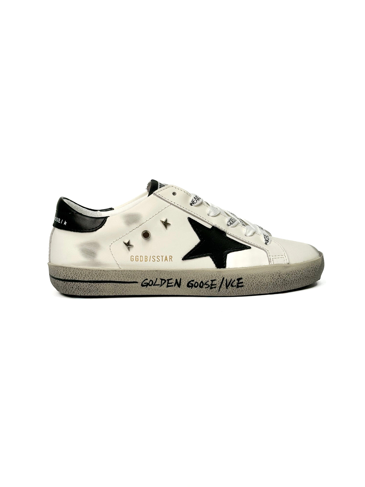 Golden Goose Superstar White Black Inscription