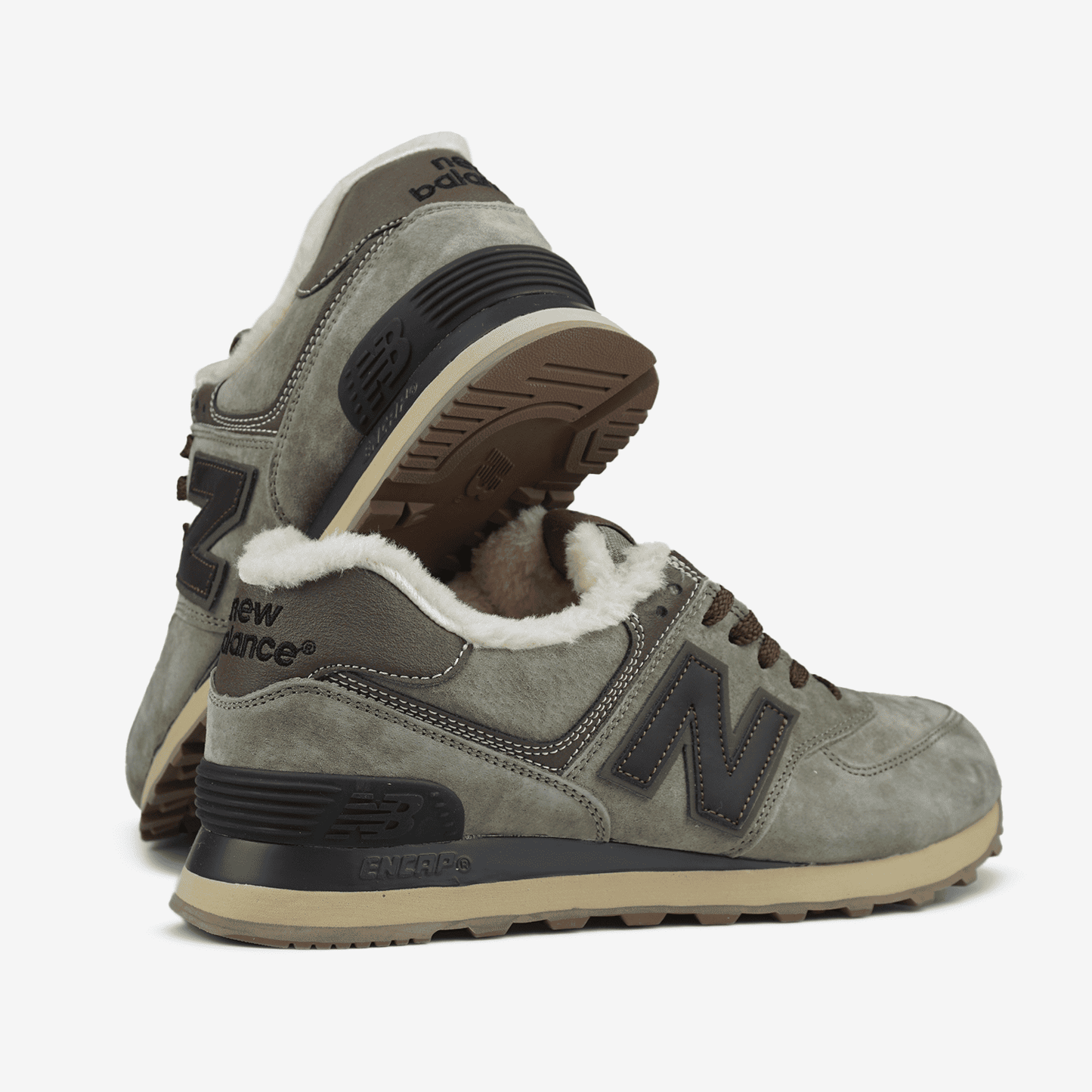 New Balance 574 Grey Brown Khaki Хутро