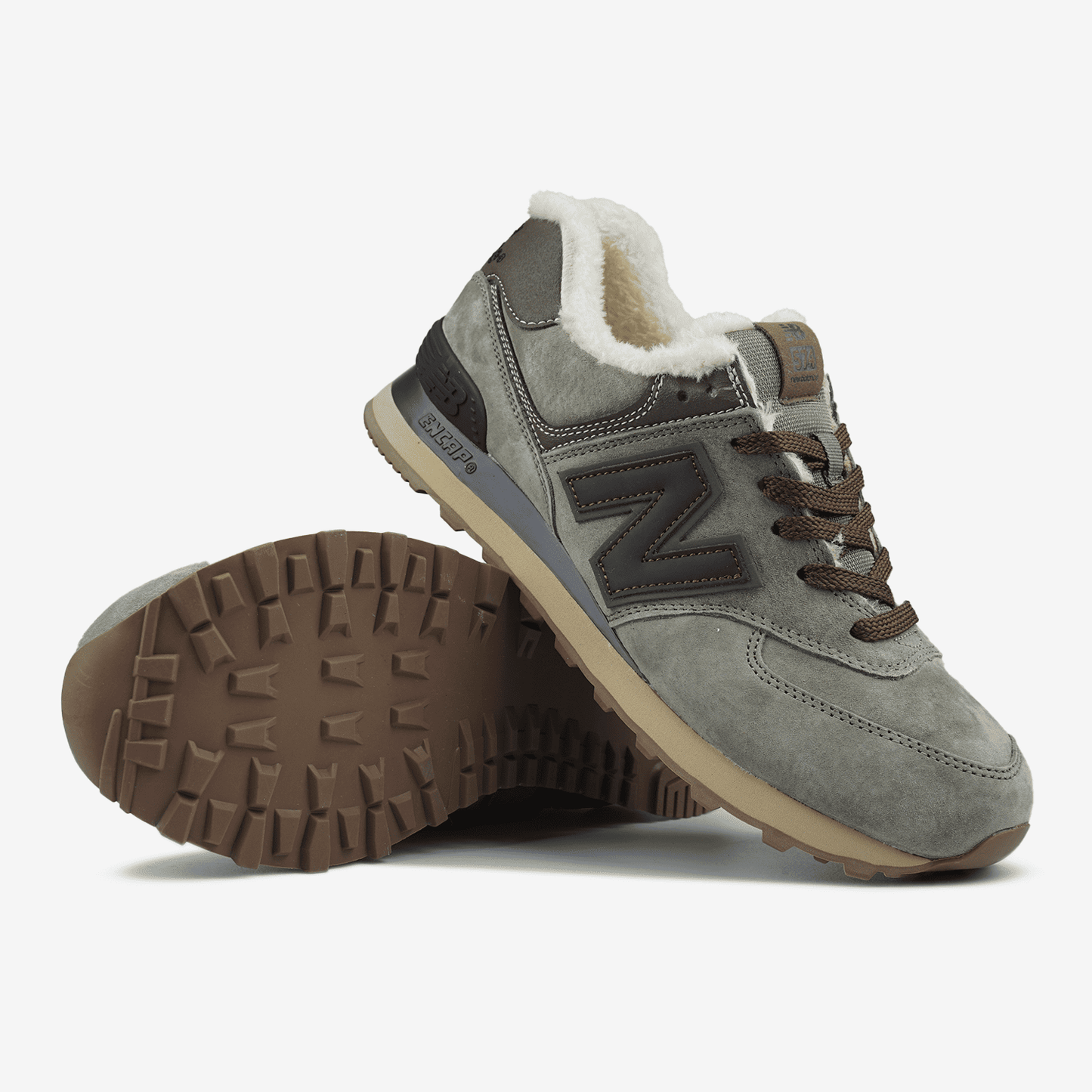 New Balance 574 Grey Brown Khaki Хутро