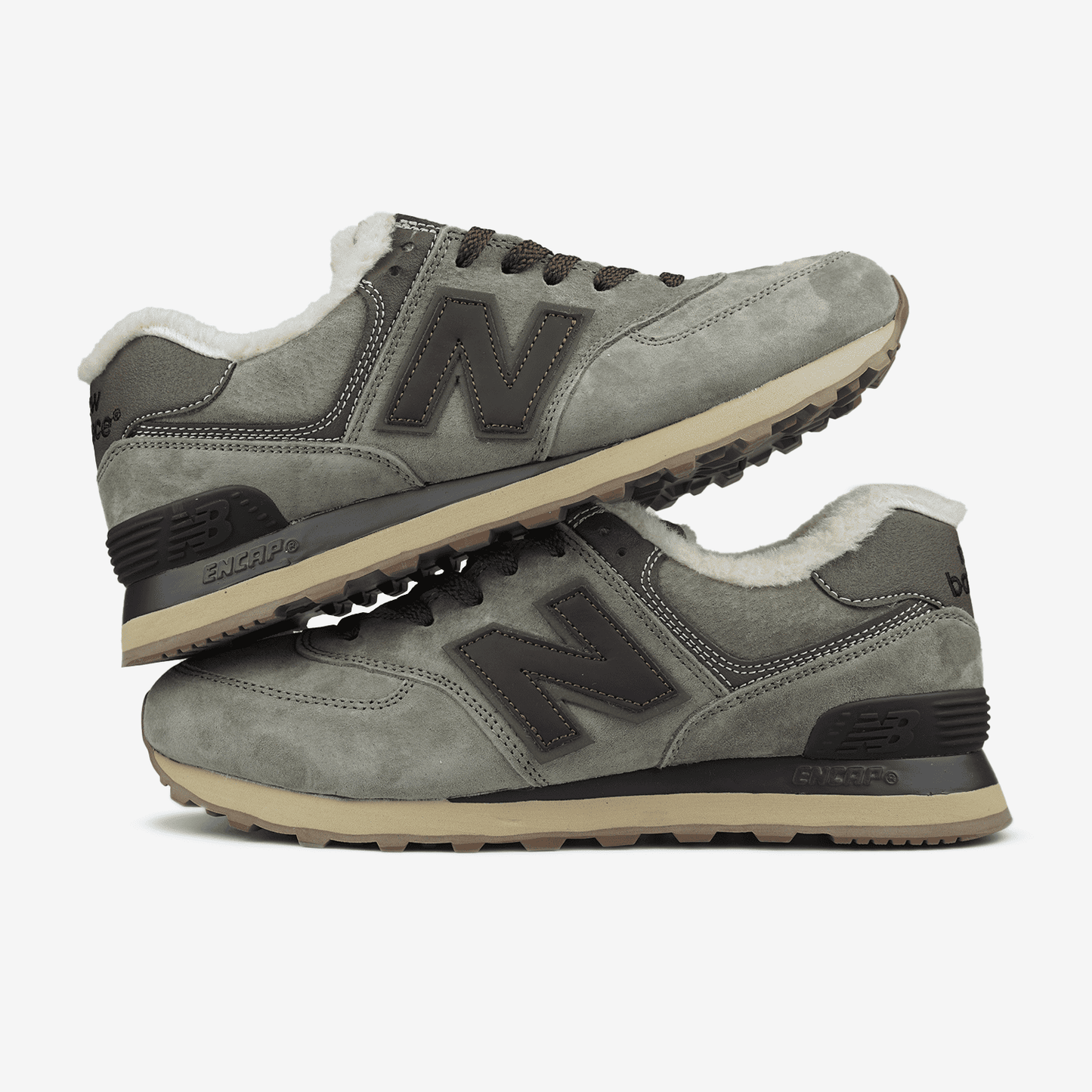 New Balance 574 Grey Brown Khaki Хутро