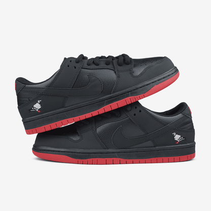 Nike Dunk Low Pigeon Black Red Хутро