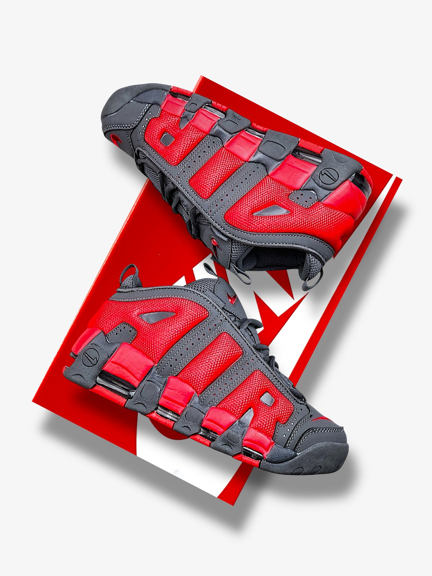 Nike Air More Uptempo Low Dark Grey Light Crimson