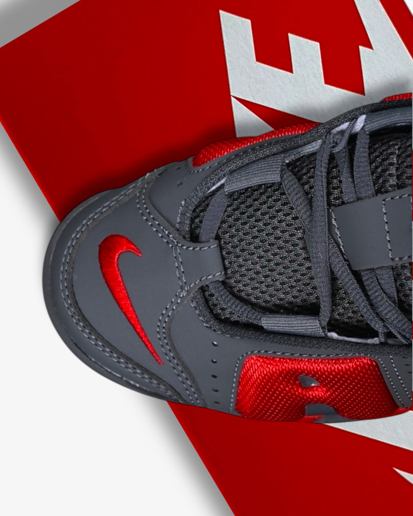 Nike Air More Uptempo Low Dark Grey Light Crimson
