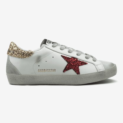Golden Goose Superstar Glitter Star Gold Red