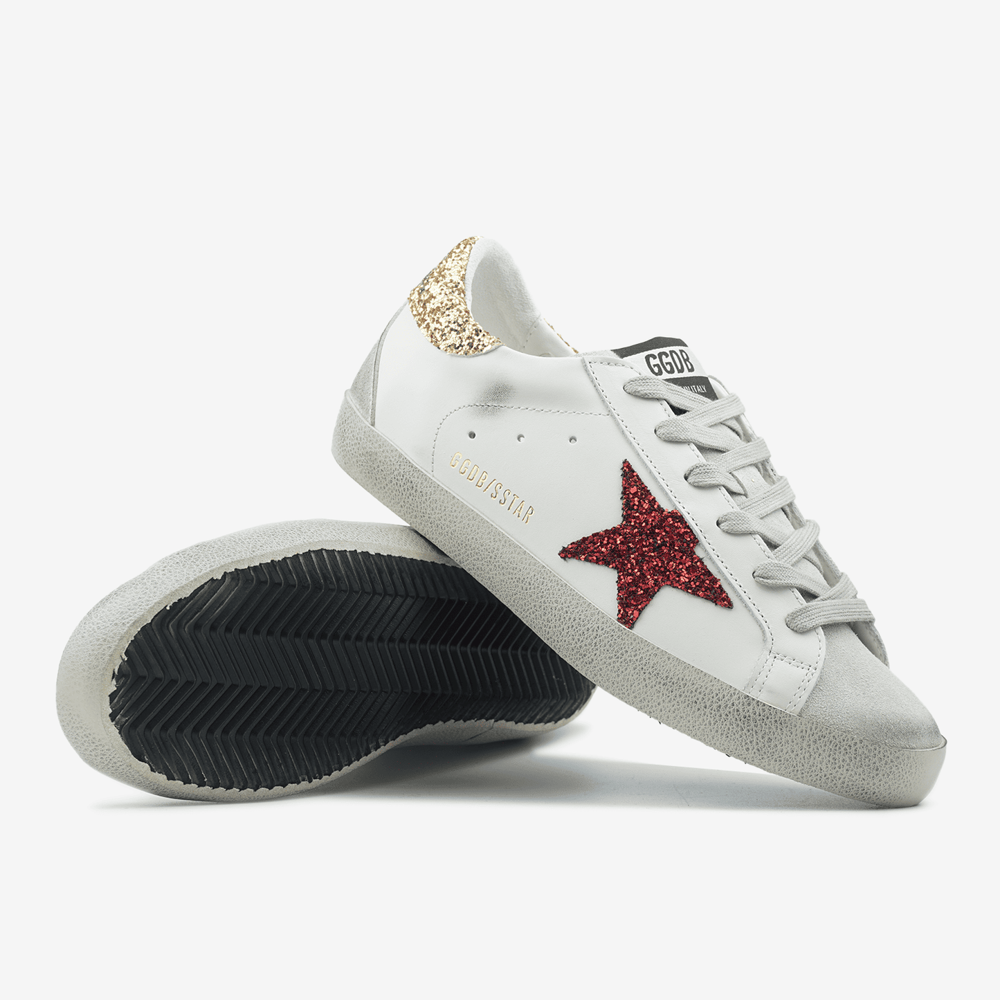 Golden Goose Superstar Glitter Star Gold Red