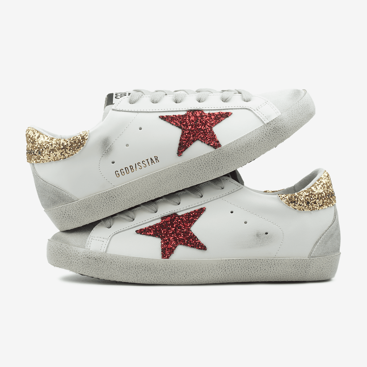 Golden Goose Superstar Glitter Star Gold Red