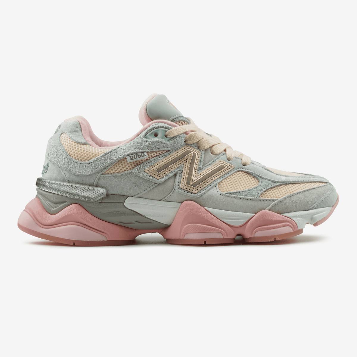 New Balance 9060 Light Gray Pink / Joe Freshgoods Inside Voices Baby Shower Blue
