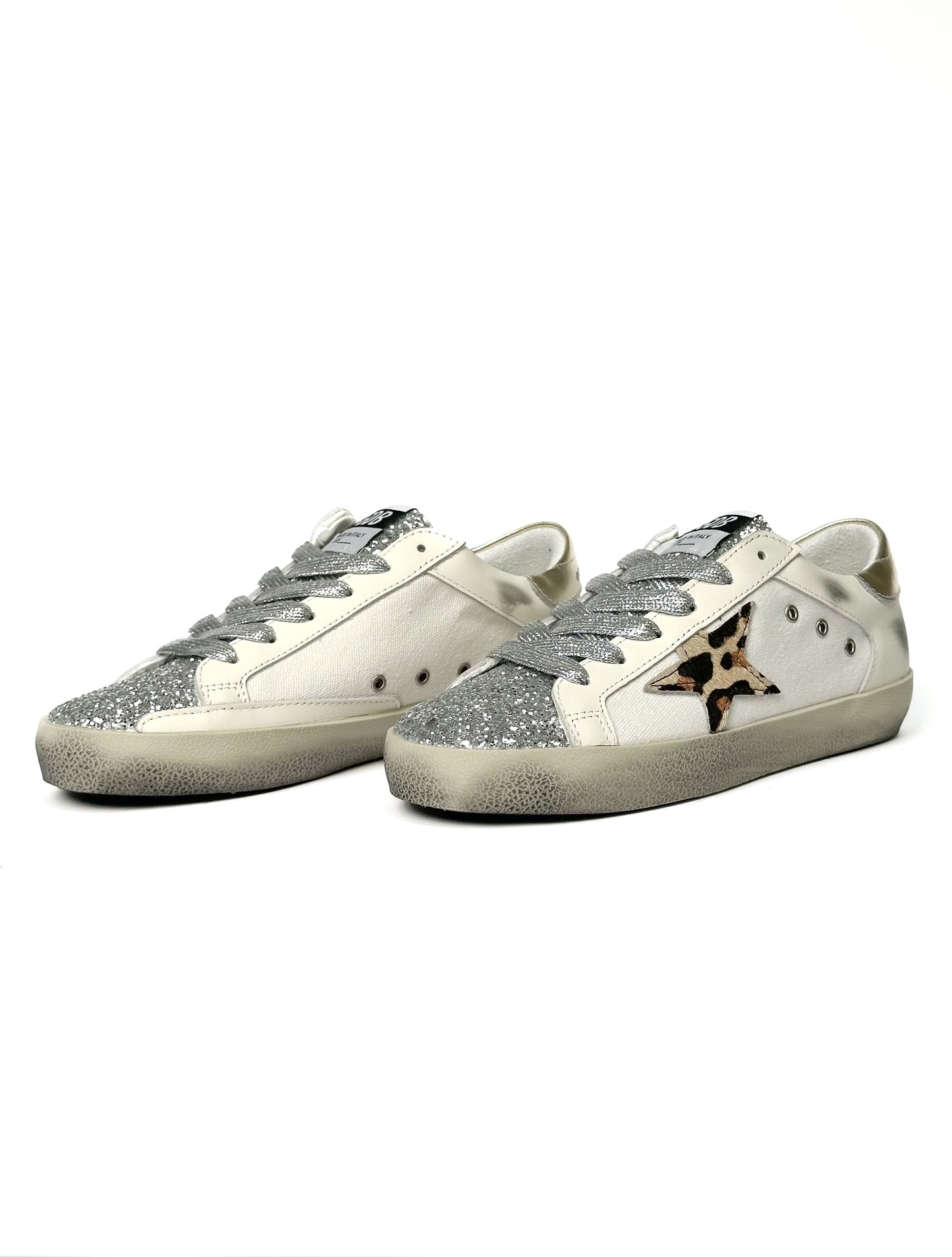 Golden Goose Superstar GGDB SSTAR Leo Print Silver Sparkle
