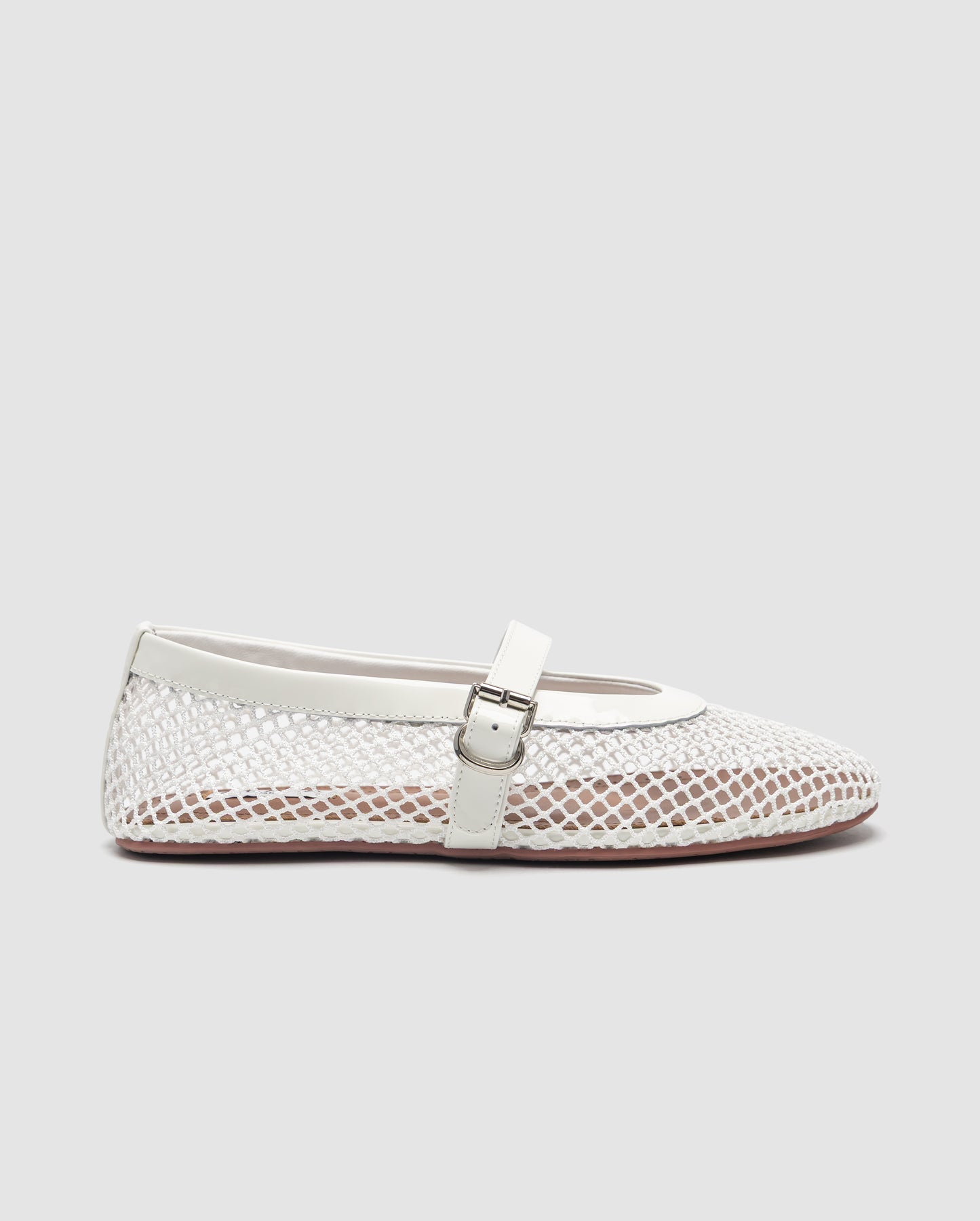 Alaia Ballet Flats in Fishnet Optical White