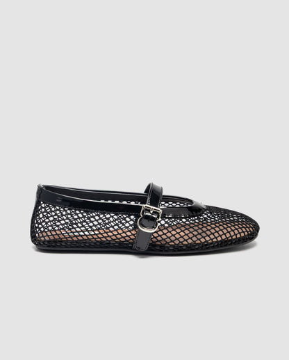 Alaia Ballet Flats in Fishnet Black