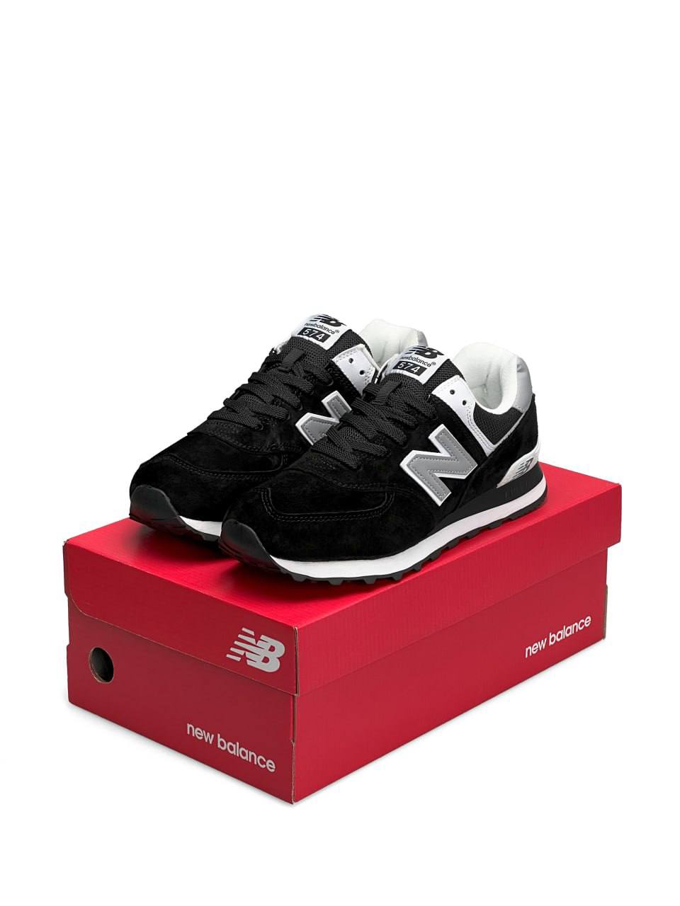 New Balance 574 Black White Reflective