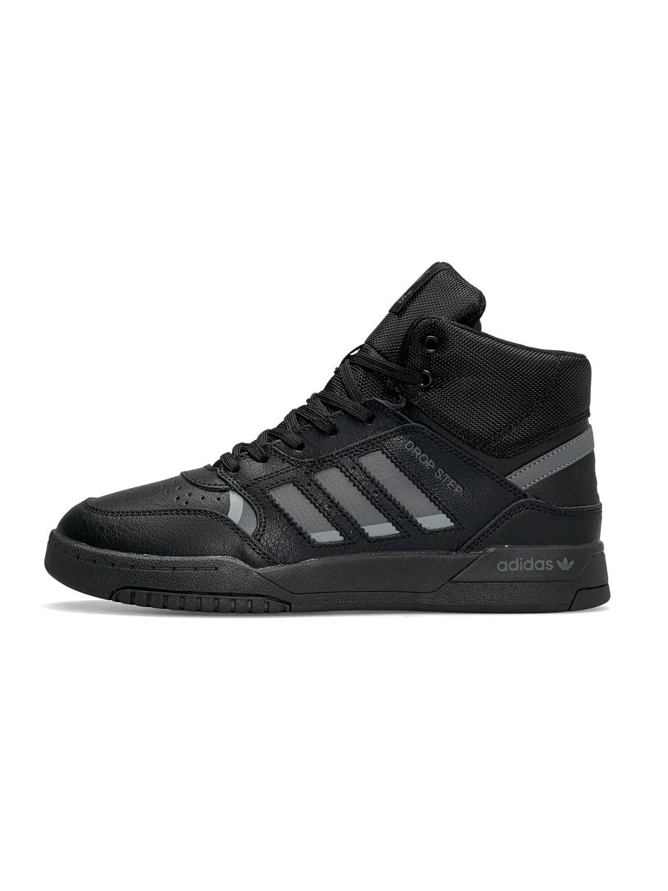 Adidas Drop Step High Black Gray Fur