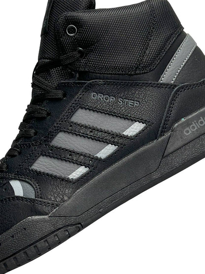 Adidas Drop Step High Black Gray Fur