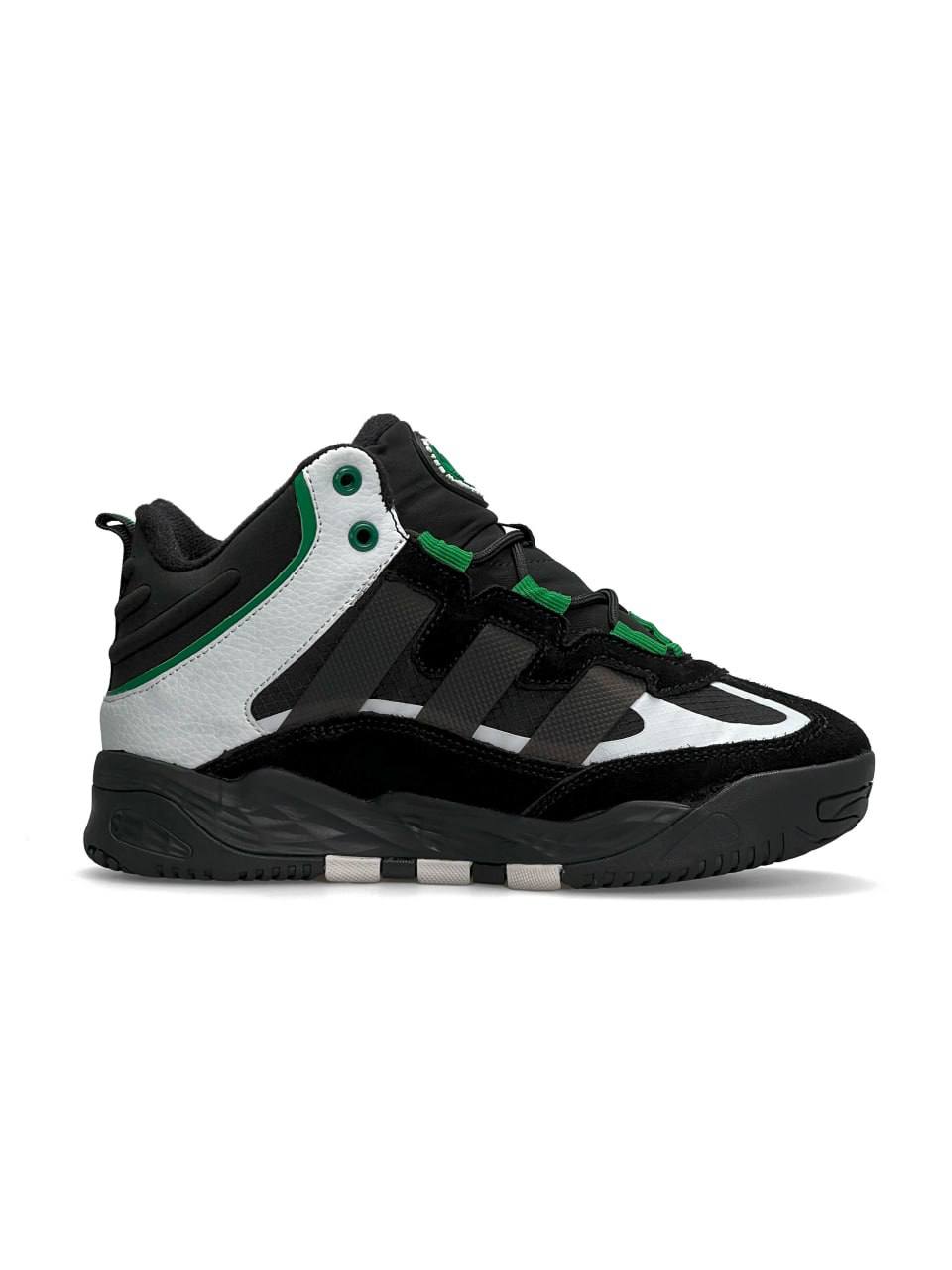 Adidas Niteball High Black White Green Fur