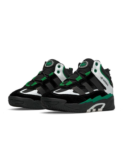 Adidas Niteball High Black White Green Fur