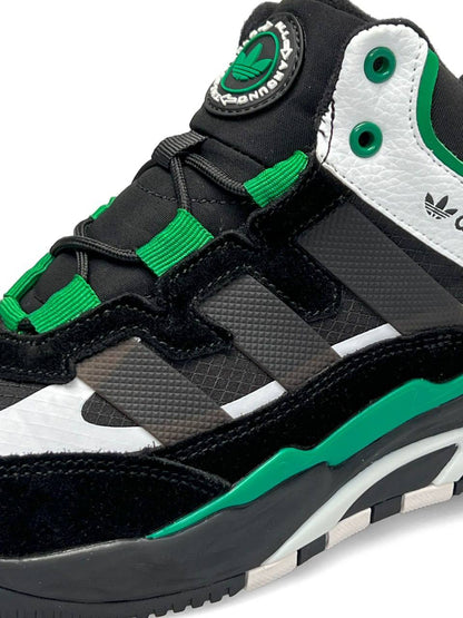 Adidas Niteball High Black White Green Fur