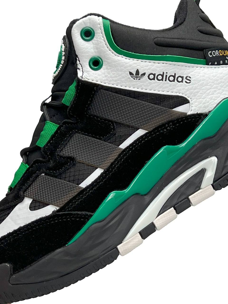 Adidas Niteball High Black White Green Fur