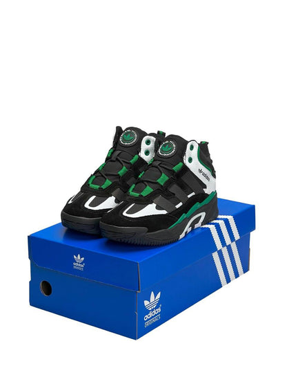 Adidas Niteball High Black White Green Fur