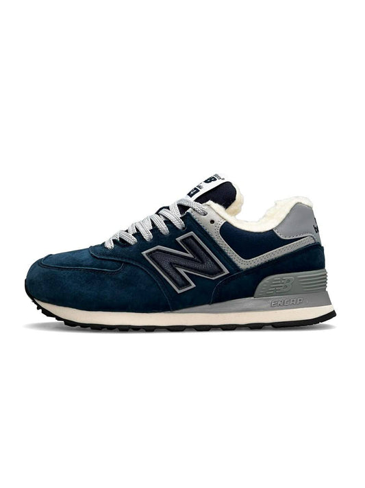 New Balance 574 Gray White Black Fur