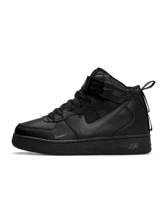 Nike Air Force 1 Utility High Black Gray Fur