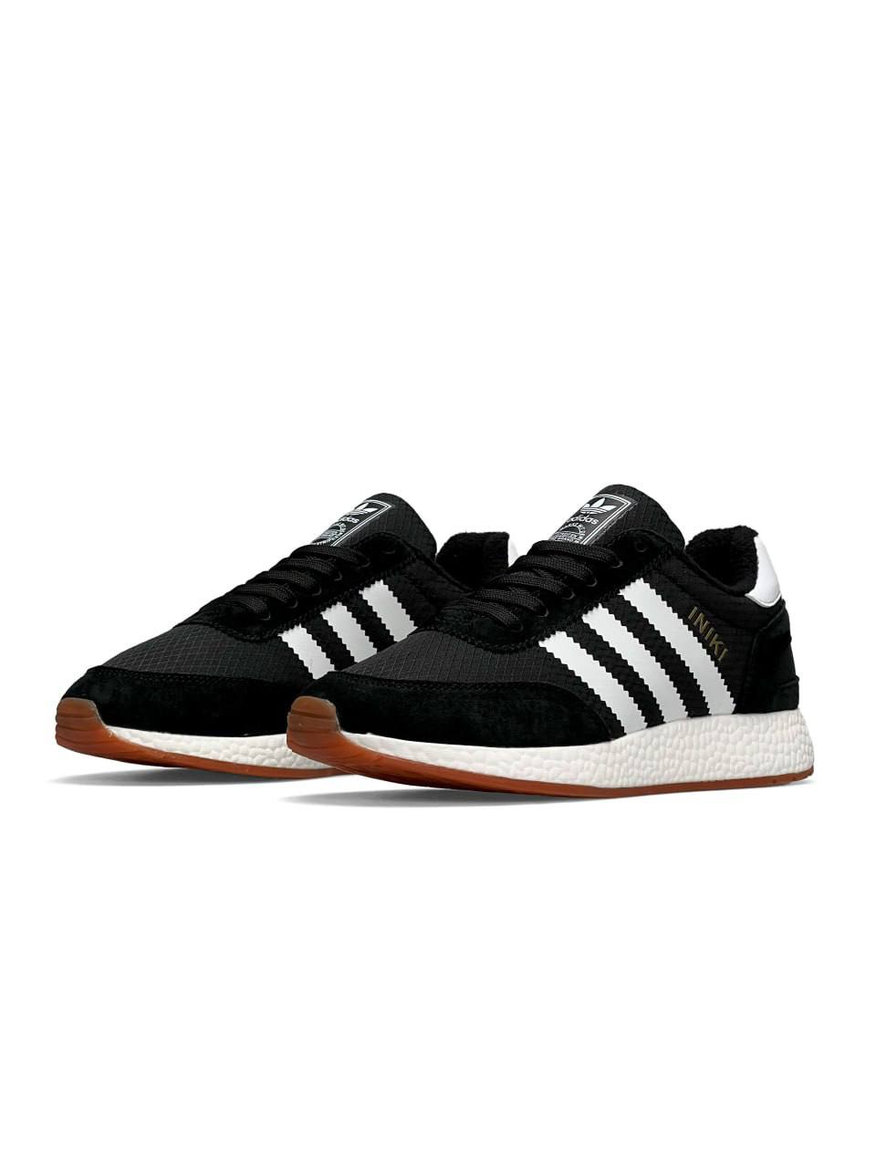 Adidas Iniki Fleece Termo Black White Stripes Gum