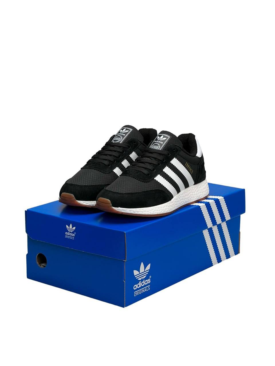 Adidas Iniki Fleece Termo Black White Stripes Gum