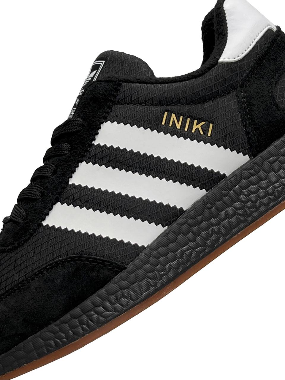 Adidas Iniki Fleece Termo All Black White Stripes Gum