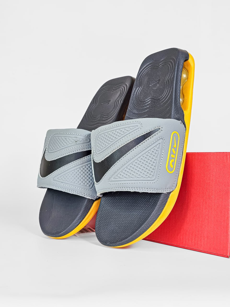 Nike Air Max Cirro Slide Sandals Gray Yellow