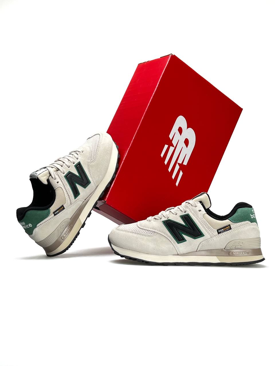 New Balance 574 Beige Black Green Cordura