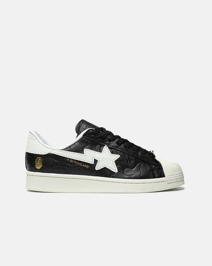Bape x Adidas Superstar x Atmos Black White