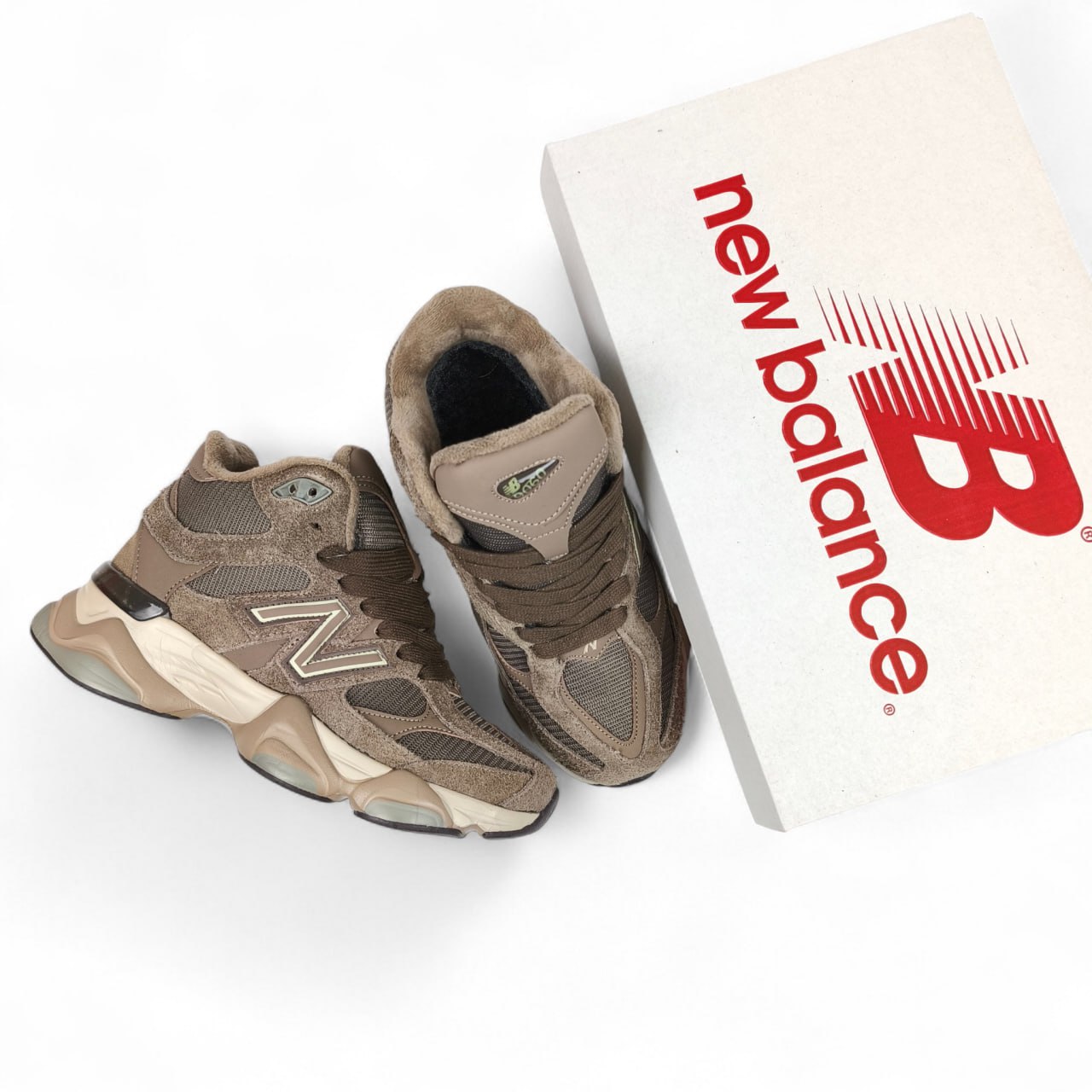 New Balance 9060 Mid Fur Mushroom Brown
