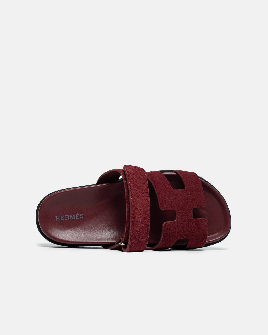 Hermes Chypre Sandals Velours Rouge Marsala