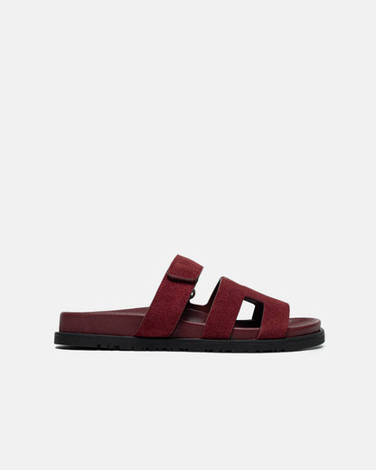 Hermes Chypre Sandals Velours Rouge Marsala
