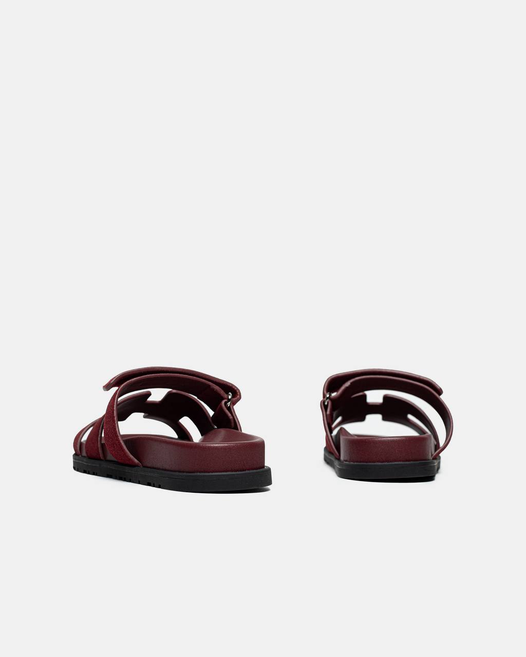Hermes Chypre Sandals Velours Rouge Marsala