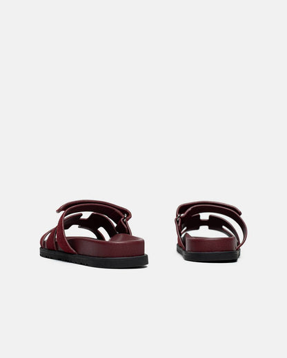 Hermes Chypre Sandals Velours Rouge Marsala