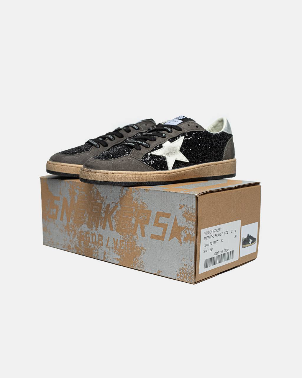 Golden Goose Ball Star in Glitter with Leather Star