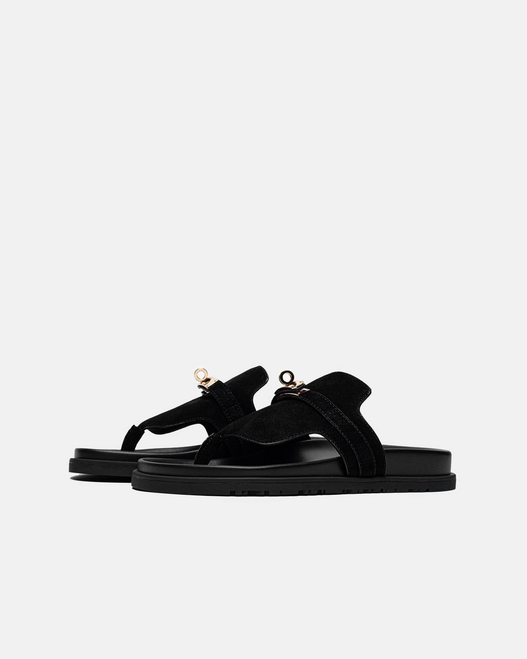 Hermes Empire Suede Slippers Black