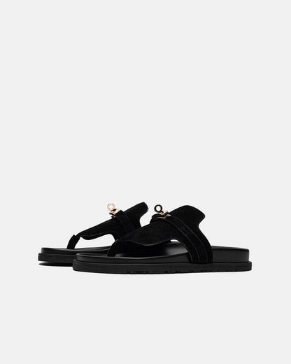 Hermes Empire Suede Slippers Black