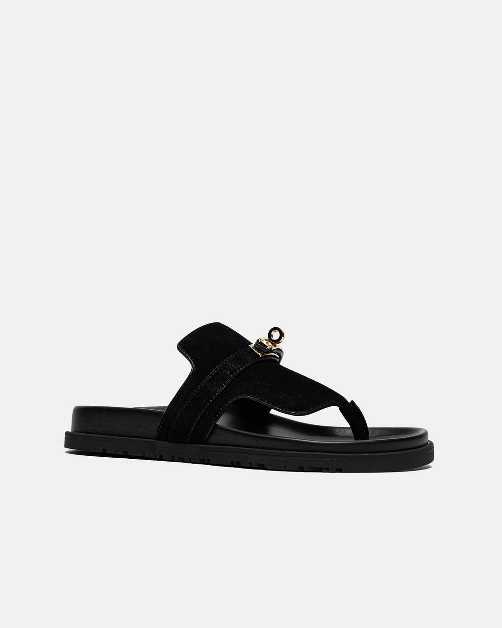 Hermes Empire Suede Slippers Black