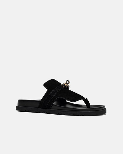 Hermes Empire Suede Slippers Black