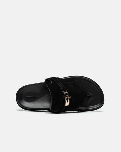 Hermes Empire Suede Slippers Black