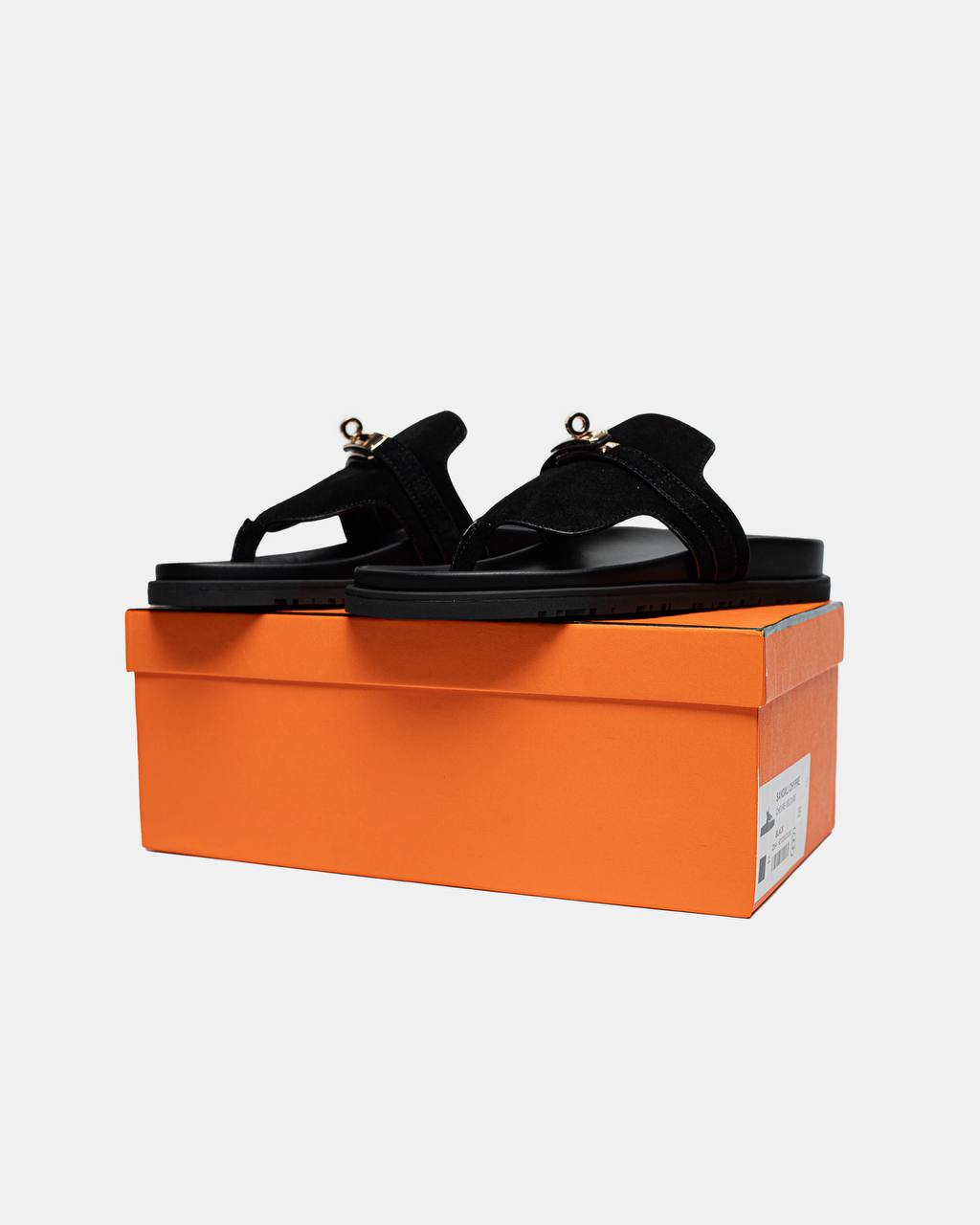 Hermes Empire Suede Slippers Black
