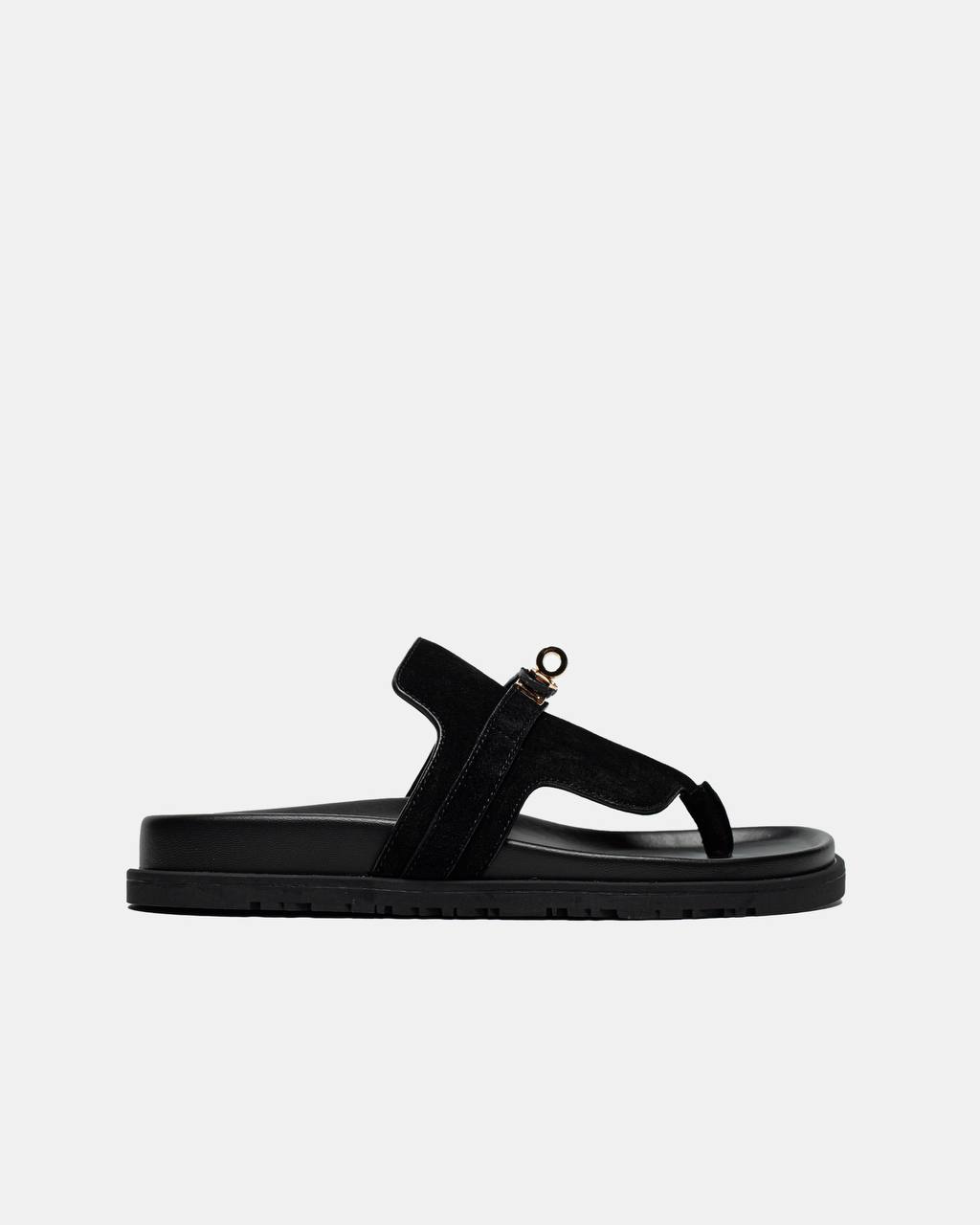 Hermes Empire Suede Slippers Black