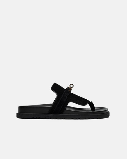 Hermes Empire Suede Slippers Black