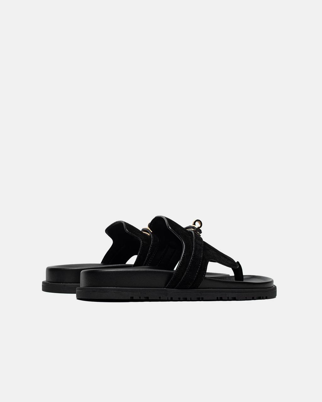 Hermes Empire Suede Slippers Black