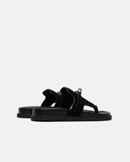 Hermes Empire Suede Slippers Black