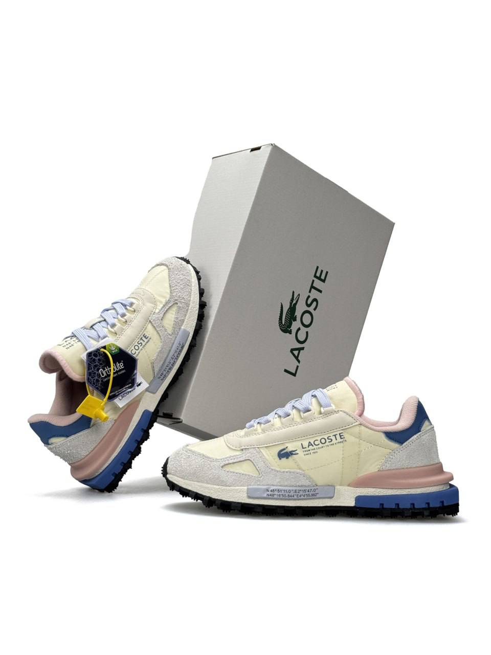 Lacoste Elite Active Beige Blue Pink